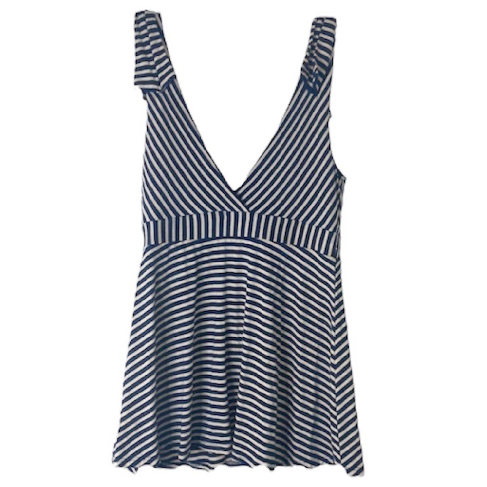 Monteau Striped Stretch Top Black and White Size Medium HSH